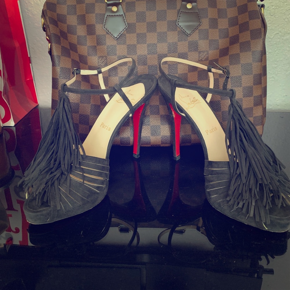 Christian Louboutin Suede Fringe Heels
